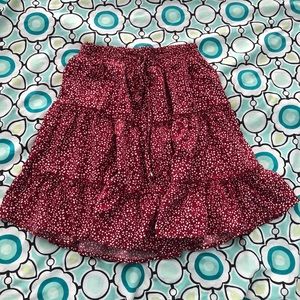 Red floral flowy skirt
